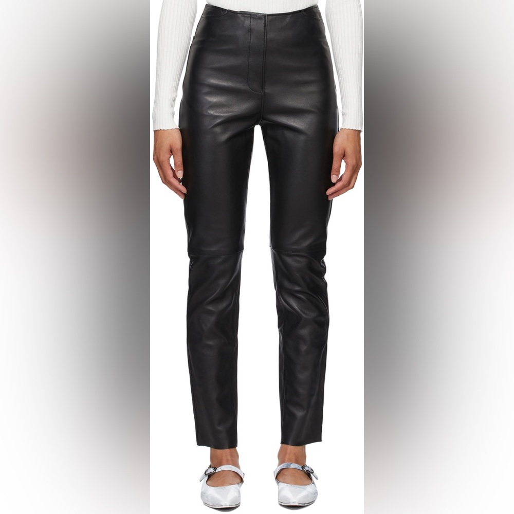 Toteme Black Leather Straight Trousers NWT